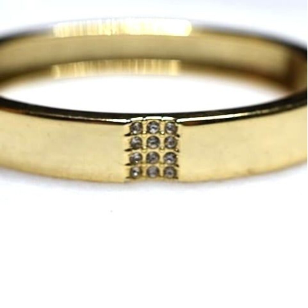 Vintage Sparkle Rhinestone Gold Tone Spring Lock Cuff Bangle 6" Bracelet